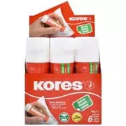 Lápiz adhesivo en barra Kores, color blanco de 40 grs 6 pz