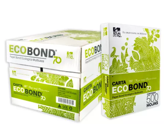 Papel bond Ecologico Ecobond carta blancura 95% 70gr