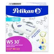 Goma Pelikan WS30 blanca plástica caja con 30 piezas
