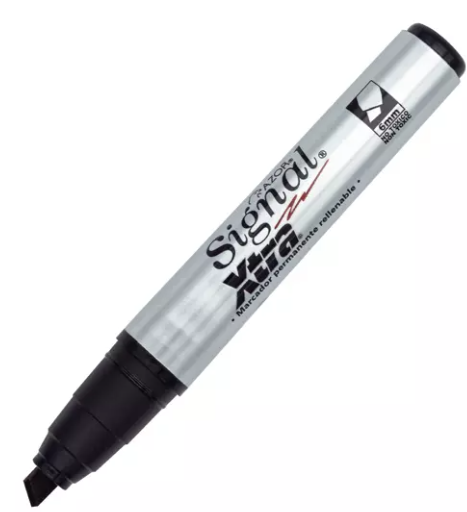 Marcador permanente Signal Xtra punta cincel 6 mm color negro caja con 12 pzas