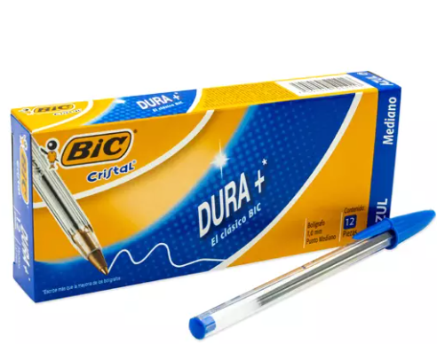 Boligrafo bic azul punto mediano 1.0 mm caja con 12 piezas