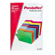 Folder manila Pendaflex oficio color rojo ceja 1/2 caja con 50 pzas