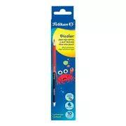 Lápiz bicolor Pelikan hexagonal rojo y azul caja con 10 piezas