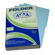 Folder azul APSA tamaño oficio , paquete con 100 piezas