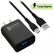 Combo Cargador BRobotix 6001561 USB V 3.0 y Cable USB Tipo C Color Negro