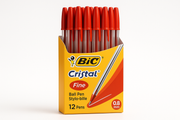 Bolígrafo BIC cristal rojo punto fino 0.8 mm caja con 12 piezas