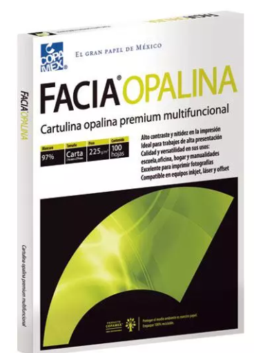 Papel Opalina blanca carta blancura 97% 225gr