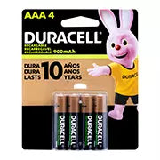 Pila recargable Duracell AAA blíster con4 pzas